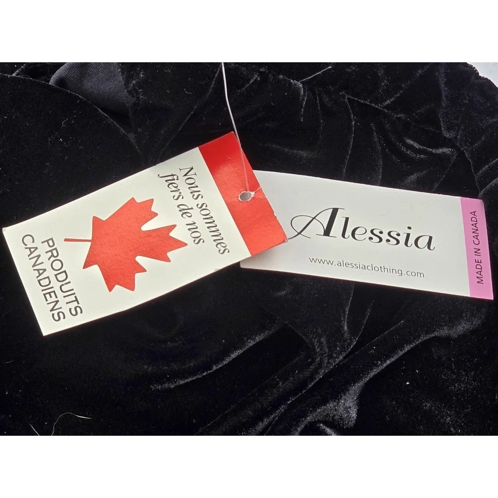 NEW W/TAGS VINTAGE AlessiaClothing Black Velvet Midi Skirt, Size 16, Canada Made